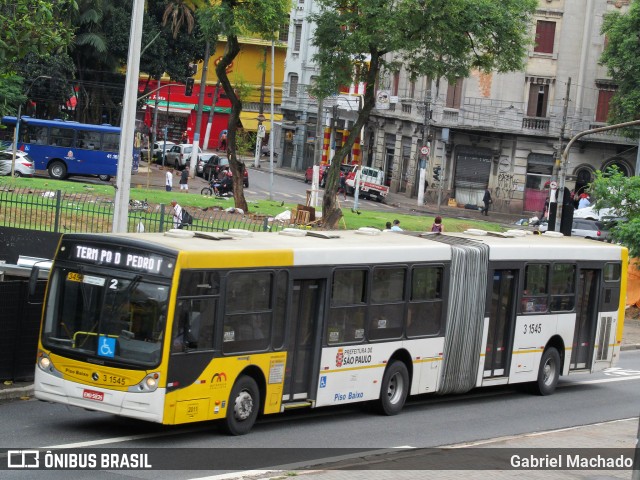 Viação Metrópole Paulista - Zona Leste 3 1545 na cidade de São Paulo, São Paulo, Brasil, por Gabriel Machado. ID da foto: 7963442.