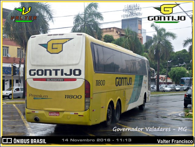 Empresa Gontijo de Transportes 11800 na cidade de Governador Valadares, Minas Gerais, Brasil, por Valter Francisco. ID da foto: 7971803.