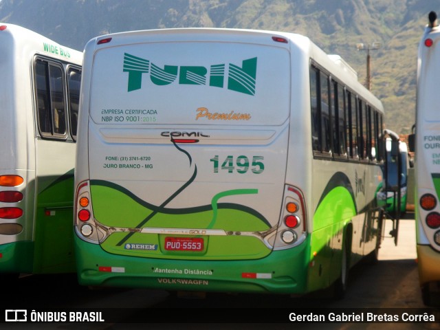 Turin Transportes 1495 na cidade de Ouro Branco, Minas Gerais, Brasil, por Gerdan Gabriel Bretas Corrêa. ID da foto: 7970172.