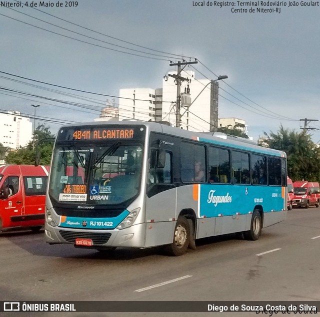 Auto Ônibus Fagundes RJ 101.422 na cidade de Niterói, Rio de Janeiro, Brasil, por Diego de Souza Costa da Silva. Número da foto: #7897551.