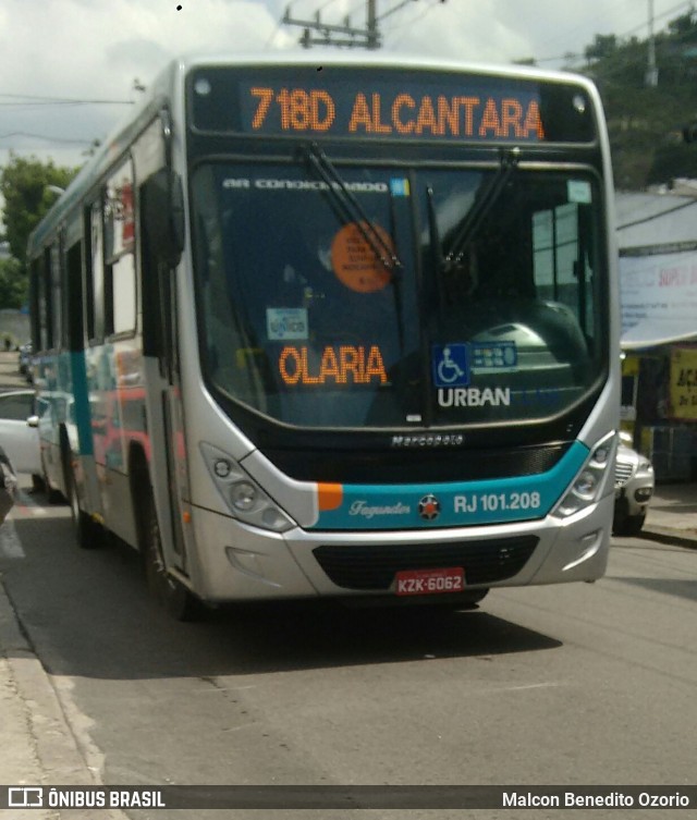 Auto Ônibus Fagundes RJ 101.208 na cidade de Rio de Janeiro, Rio de Janeiro, Brasil, por Malcon Benedito Ozorio. ID da foto: 7904472.