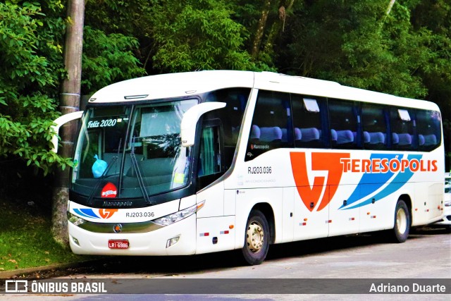 Viação Teresópolis RJ 203.036 na cidade de Petrópolis, Rio de Janeiro, Brasil, por Adriano Duarte. Número da foto: #7907502.