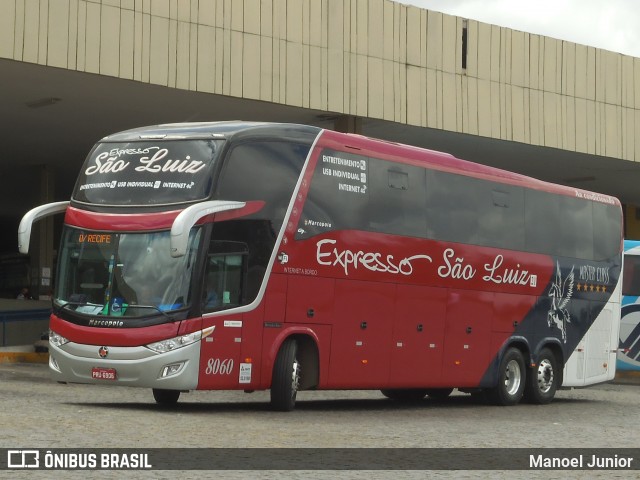 Expresso São Luiz 8060 na cidade de Caruaru, Pernambuco, Brasil, por Manoel Junior. ID da foto: 7909610.