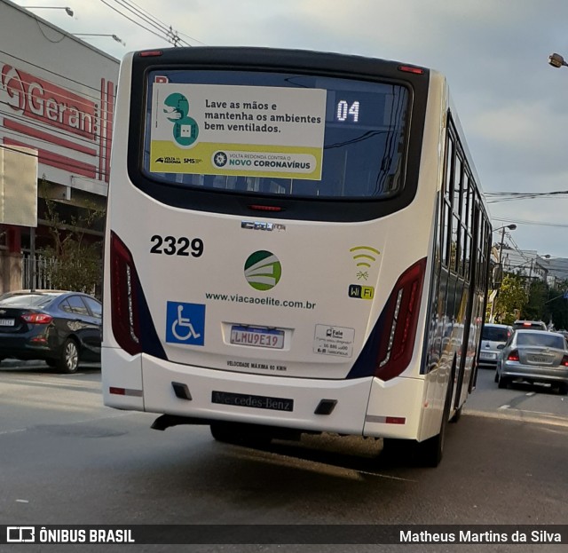 Viação Elite 2329 na cidade de Volta Redonda, Rio de Janeiro, Brasil, por Matheus Martins da Silva. ID da foto: 7998371.