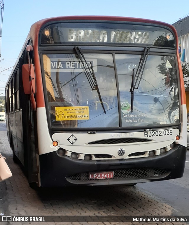 Viação Sul Fluminense RJ 202.039 na cidade de Volta Redonda, Rio de Janeiro, Brasil, por Matheus Martins da Silva. Número da foto: #7998334.