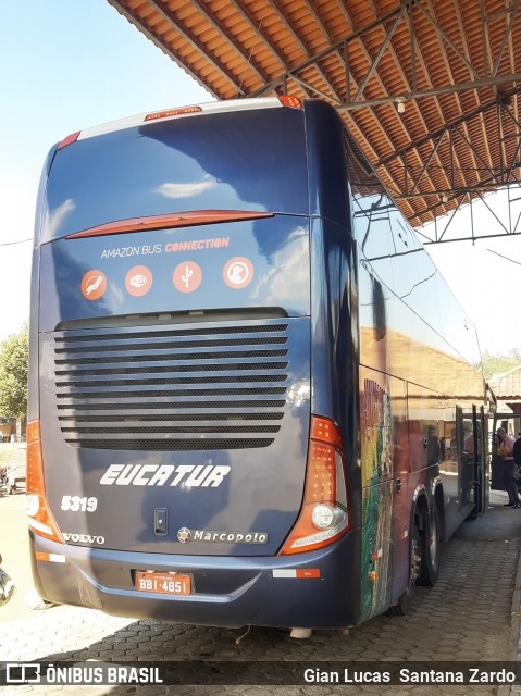 Eucatur - Empresa União Cascavel de Transportes e Turismo 5319 na cidade de Ouro Preto do Oeste, Rondônia, Brasil, por Gian Lucas  Santana Zardo. Número da foto: #7999856.