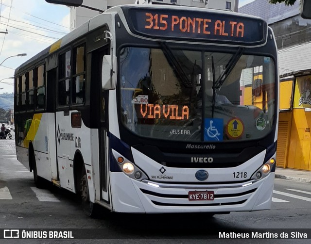 Viação Sul Fluminense 1218 na cidade de Volta Redonda, Rio de Janeiro, Brasil, por Matheus Martins da Silva. ID da foto: 8005699.