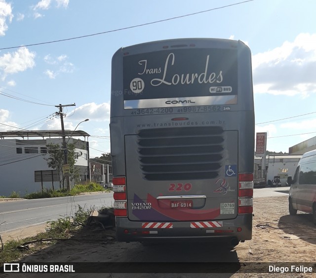 TransLourdes Transporte e Fretamento 220 na cidade de Formiga, Minas Gerais, Brasil, por Diego Felipe. Número da foto: #8006858.
