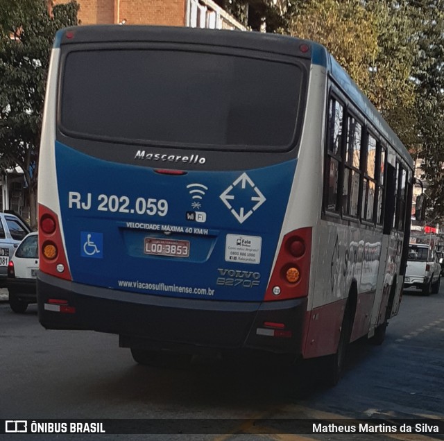 Viação Sul Fluminense RJ 202.059 na cidade de Volta Redonda, Rio de Janeiro, Brasil, por Matheus Martins da Silva. Número da foto: #8008490.