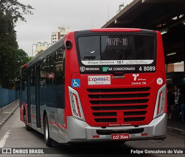 Express Transportes Urbanos Ltda 4 8089 na cidade de São Paulo, São Paulo, Brasil, por Felipe Goncalves do Vale. ID da foto: 8008648.