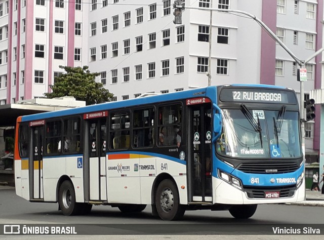 Transcol - Transportes Coletivos Ltda. 841 na cidade de Recife, Pernambuco, Brasil, por Vinicius Silva. ID da foto: 8012067.