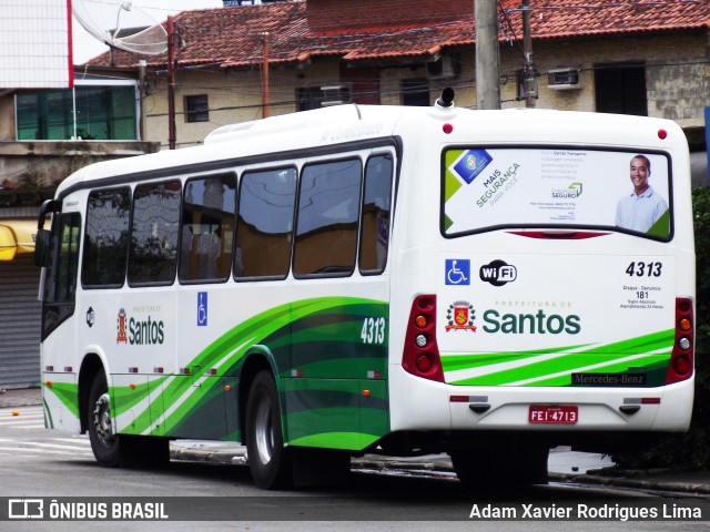 Viação Piracicabana Santos 4313 na cidade de Santos, São Paulo, Brasil, por Adam Xavier Rodrigues Lima. ID da foto: 8017761.