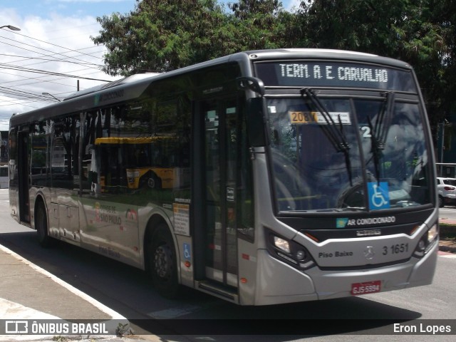 Viação Metrópole Paulista - Zona Leste 3 1651 na cidade de São Paulo, São Paulo, Brasil, por Eron Lopes. Número da foto: #8024568.