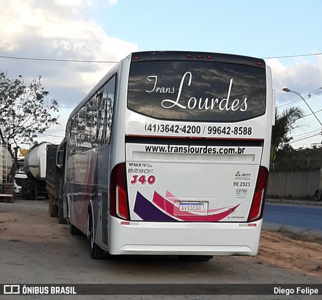 TransLourdes Transporte e Fretamento 340 na cidade de Formiga, Minas Gerais, Brasil, por Diego Felipe. Número da foto: #8025583.