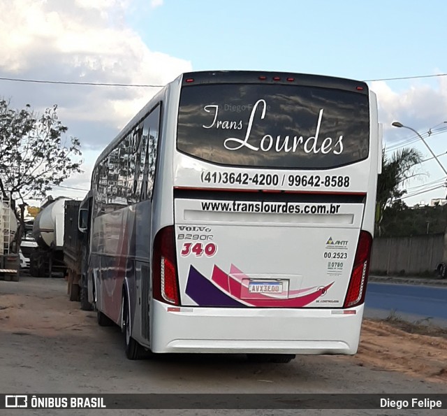 TransLourdes Transporte e Fretamento 340 na cidade de Formiga, Minas Gerais, Brasil, por Diego Felipe. ID da foto: 8025583.