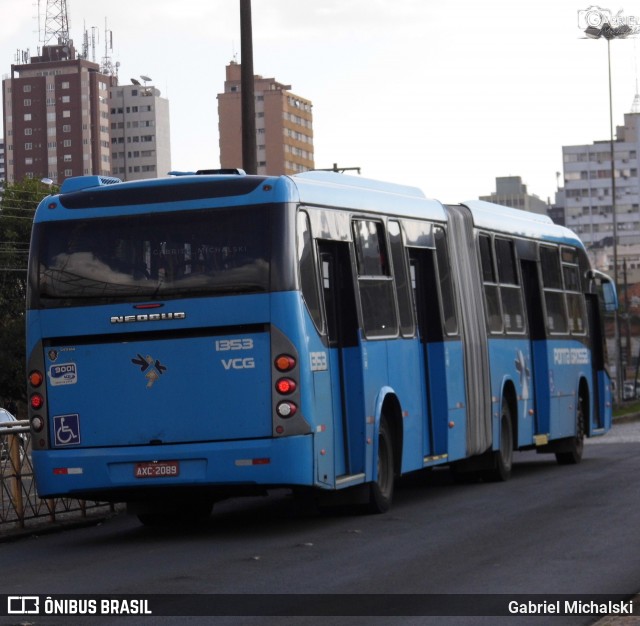 VCG - Viação Campos Gerais 1353 na cidade de Ponta Grossa, Paraná, Brasil, por Gabriel Michalski. ID da foto: 8024767.