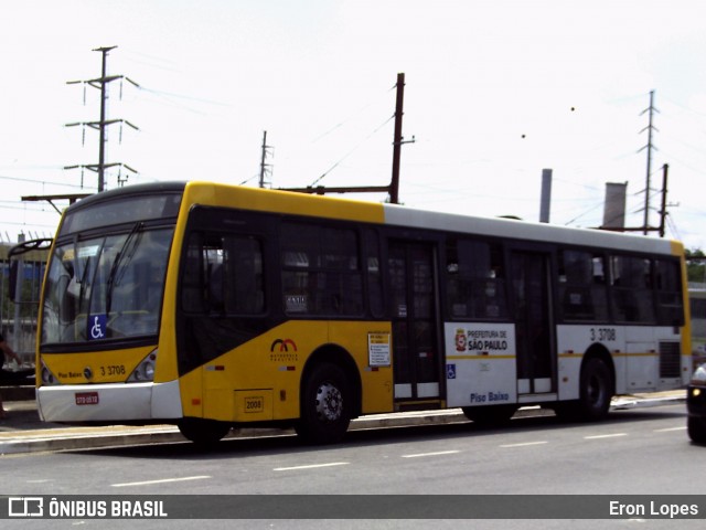 Viação Metrópole Paulista - Zona Leste 3 3708 na cidade de São Paulo, São Paulo, Brasil, por Eron Lopes. Número da foto: #8028614.