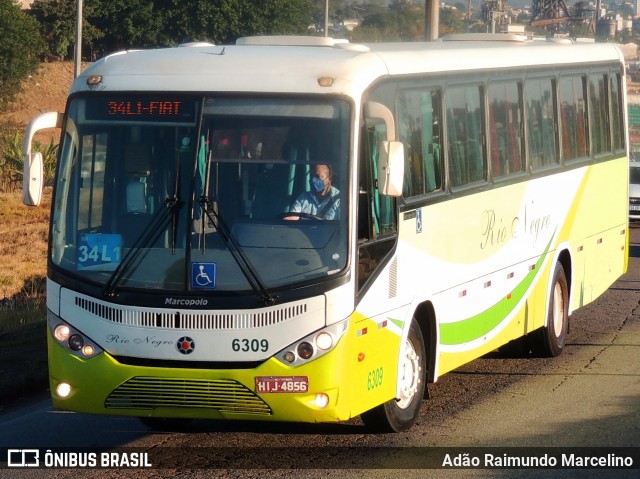 Rio Negro Fretamento e Turismo 6309 na cidade de Belo Horizonte, Minas Gerais, Brasil, por Adão Raimundo Marcelino. Número da foto: #8031791.