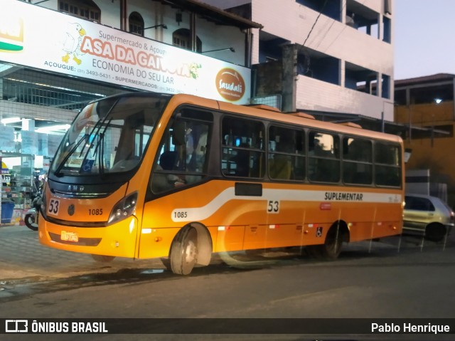 Transporte Suplementar de Belo Horizonte 1085 na cidade de Belo Horizonte, Minas Gerais, Brasil, por Pablo Henrique. ID da foto: 8028970.