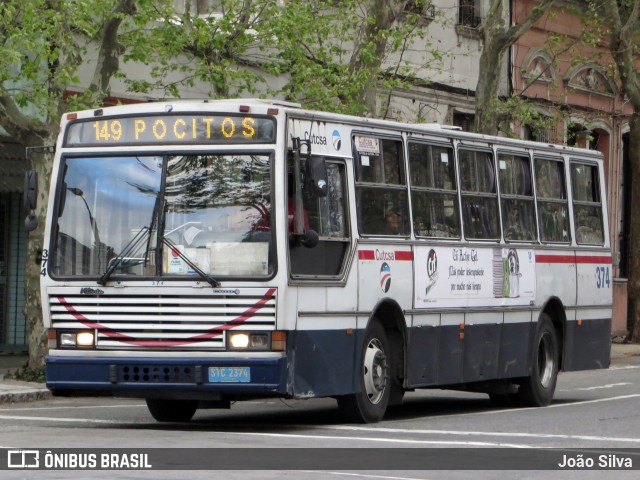 CUTCSA - Companhia Uruguaia de Transporte Coletivo 374 na cidade de Montevideo, Montevideo, Uruguai, por João Silva. Número da foto: #8030590.