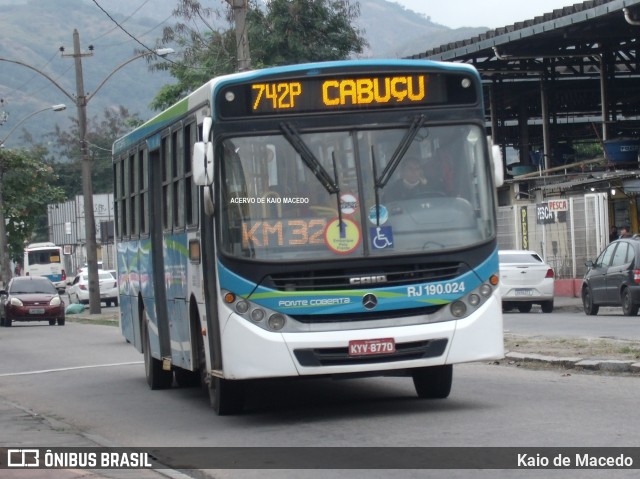Viação Ponte Coberta RJ 190.024 na cidade de Rio de Janeiro, Rio de Janeiro, Brasil, por Kaio de Macedo. Número da foto: #8031874.
