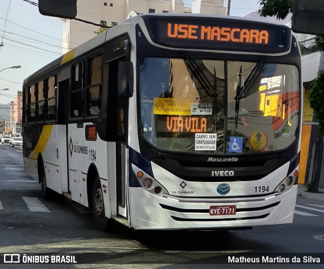 Viação Sul Fluminense 1194 na cidade de Volta Redonda, Rio de Janeiro, Brasil, por Matheus Martins da Silva. ID da foto: 8033295.