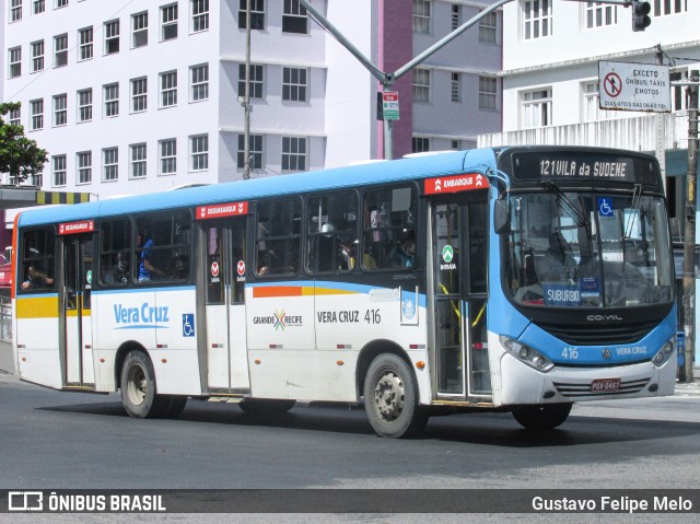 Expresso Vera Cruz 416 na cidade de Recife, Pernambuco, Brasil, por Gustavo Felipe Melo. Número da foto: #8045005.