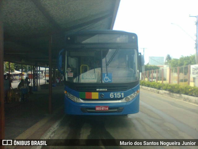 Viação Atalaia Transportes 6151 na cidade de Aracaju, Sergipe, Brasil, por Mario dos Santos Nogueira Junior. ID da foto: 8045910.