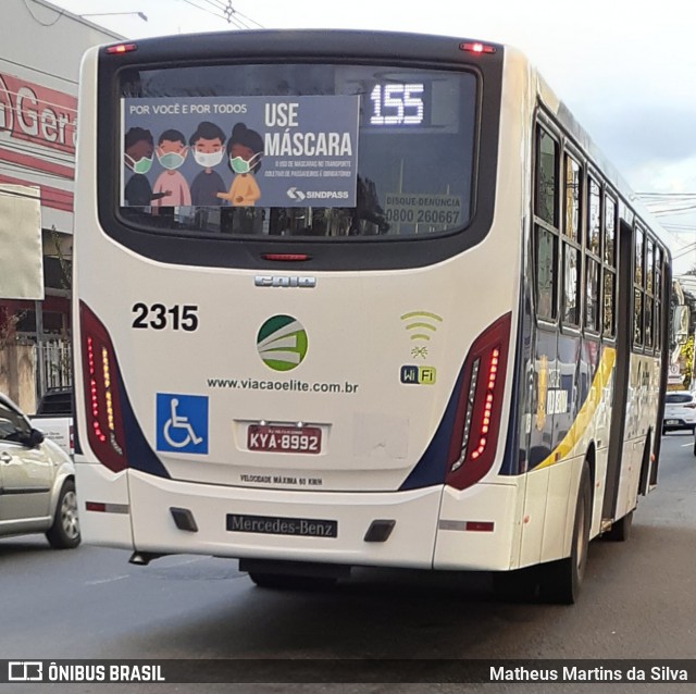 Viação Elite 2315 na cidade de Volta Redonda, Rio de Janeiro, Brasil, por Matheus Martins da Silva. ID da foto: 7978148.