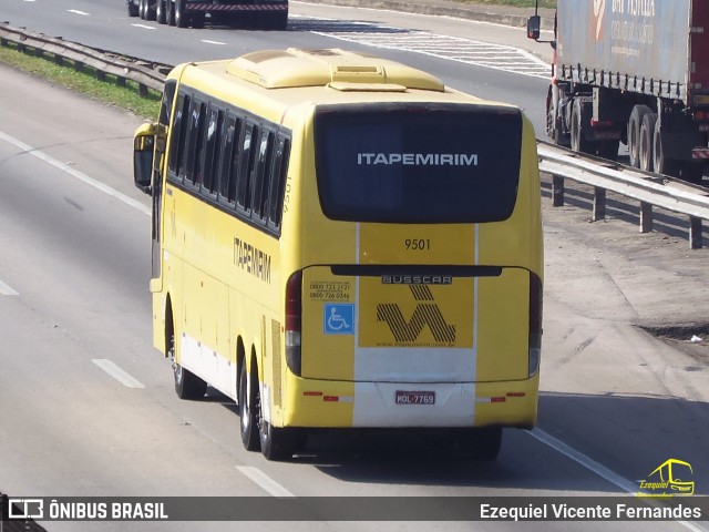 Viação Itapemirim 9501 na cidade de São José dos Campos, São Paulo, Brasil, por Ezequiel Vicente Fernandes. ID da foto: 7985703.