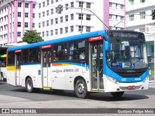 Transcol - Transportes Coletivos Ltda. 600 na cidade de Recife, Pernambuco, Brasil, por Gustavo Felipe Melo. Número da foto: #7991146.
