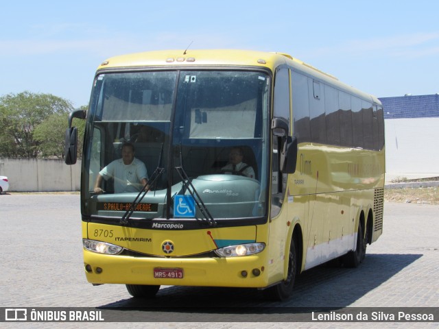 Viação Itapemirim 8705 na cidade de Caruaru, Pernambuco, Brasil, por Lenilson da Silva Pessoa. ID da foto: 8064219.