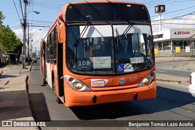 Express de Santiago Uno DBFZ92 na cidade de Maipú, Santiago, Metropolitana de Santiago, Chile, por Benjamín Tomás Lazo Acuña. Número da foto: #8094230.