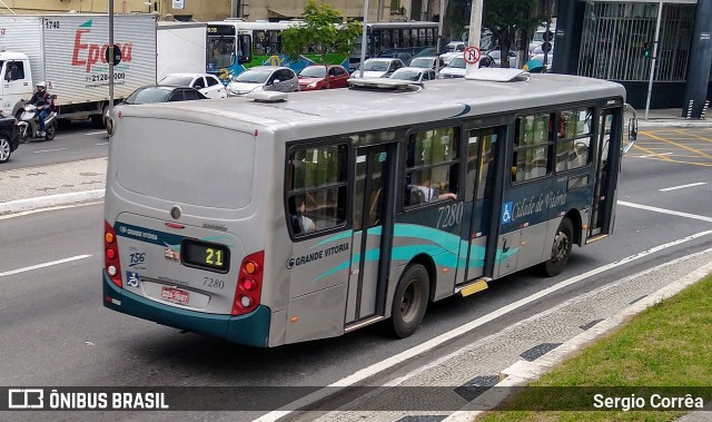 Viação Grande Vitória 7280 na cidade de Vitória, Espírito Santo, Brasil, por Sergio Corrêa. Número da foto: #8095759.