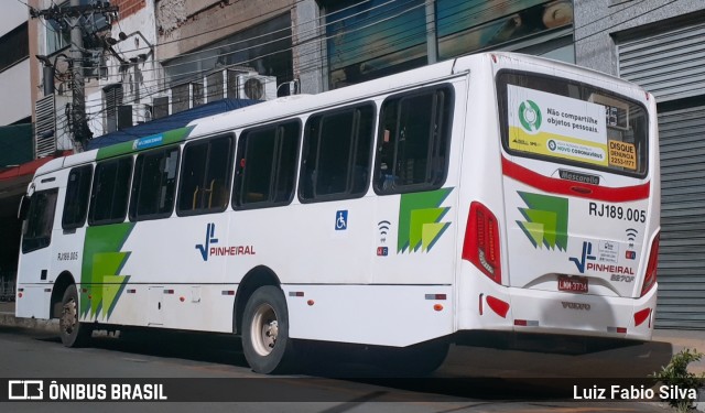 Viação Pinheiral RJ 189.005 na cidade de Barra do Piraí, Rio de Janeiro, Brasil, por Luiz Fabio Silva. ID da foto: 8098578.