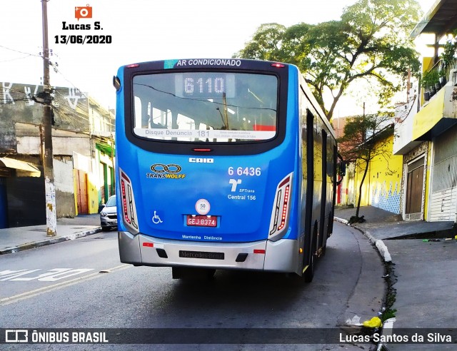 Transwolff Transportes e Turismo 6 6436 na cidade de São Paulo, São Paulo, Brasil, por Lucas Santos da Silva. Número da foto: #8099025.
