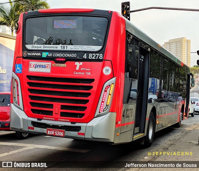 Express Transportes Urbanos Ltda 4 8278 na cidade de São Paulo, São Paulo, Brasil, por Jefferson Nascimento de Sousa. ID da foto: 8106624.