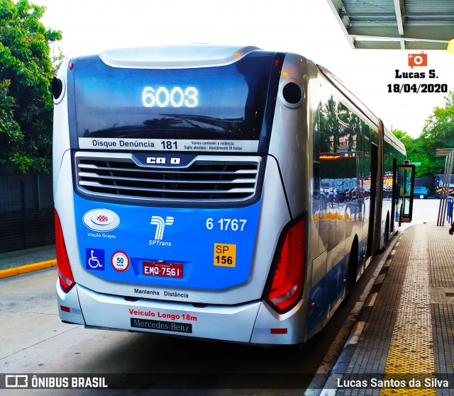 Viação Grajaú S.A. 6 1767 na cidade de São Paulo, São Paulo, Brasil, por Lucas Santos da Silva. Número da foto: #8104261.