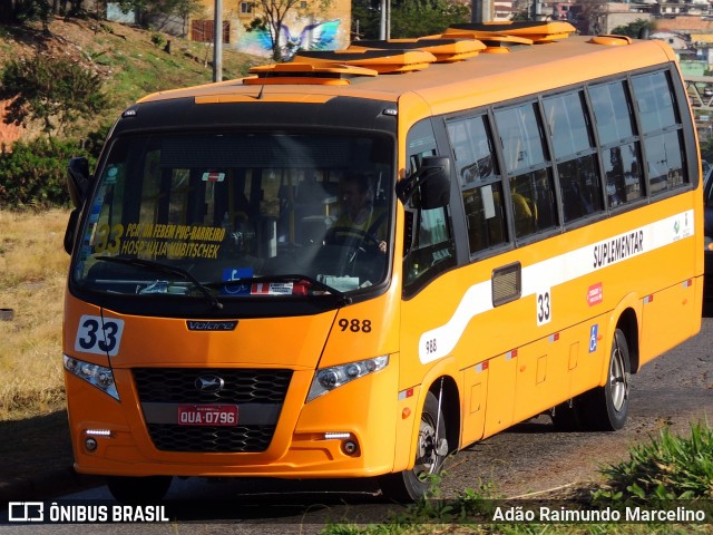 Transporte Suplementar de Belo Horizonte 988 na cidade de Belo Horizonte, Minas Gerais, Brasil, por Adão Raimundo Marcelino. ID da foto: 8109601.