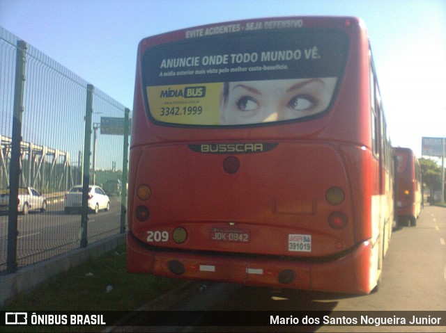 BTM - Bahia Transportes Metropolitanos 209 na cidade de Lauro de Freitas, Bahia, Brasil, por Mario dos Santos Nogueira Junior. ID da foto: 8106956.