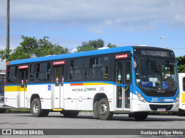 Transcol - Transportes Coletivos Ltda. .015 na cidade de Recife, Pernambuco, Brasil, por Gustavo Felipe Melo. ID da foto: 8119285.