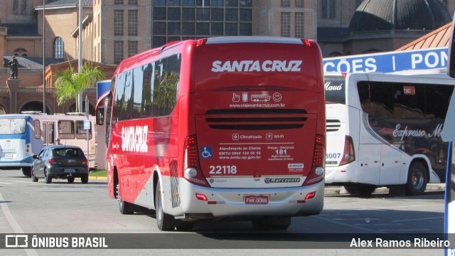 Viação Santa Cruz 22118 na cidade de Aparecida, São Paulo, Brasil, por Alex Ramos Ribeiro. ID da foto: 8130007.