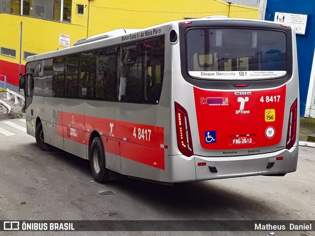 Express Transportes Urbanos Ltda 4 8417 na cidade de São Paulo, São Paulo, Brasil, por Matheus  Daniel. Número da foto: #8133022.