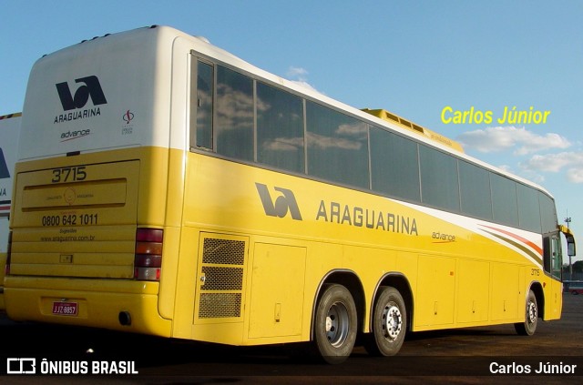 Viação Araguarina 3715 na cidade de Goiânia, Goiás, Brasil, por Carlos Júnior. ID da foto: 8138532.