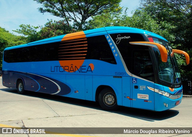 Litorânea Transportes Coletivos 5981 na cidade de São Paulo, São Paulo, Brasil, por Márcio Douglas Ribeiro Venino. ID da foto: 8142257.