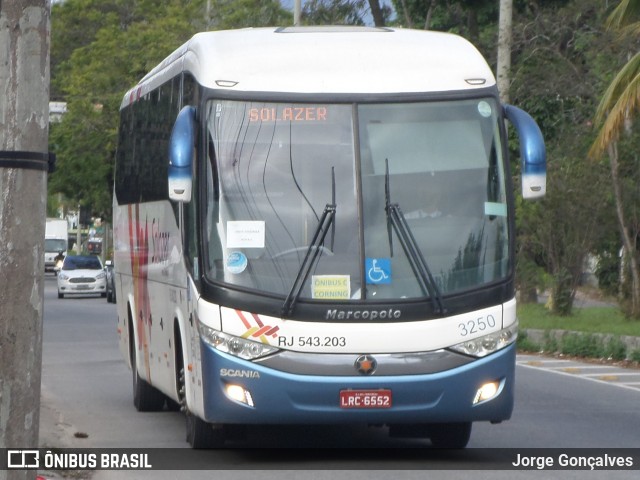 Solazer Transportes e Turismo 3250 na cidade de Rio de Janeiro, Rio de Janeiro, Brasil, por Jorge Gonçalves. ID da foto: 8141042.