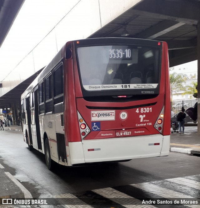 Express Transportes Urbanos Ltda 4 8301 na cidade de São Paulo, São Paulo, Brasil, por Andre Santos de Moraes. Número da foto: #8140725.