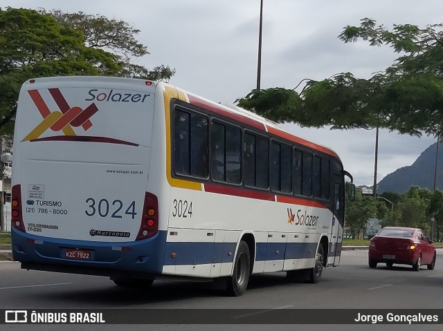 Solazer Transportes e Turismo 3024 na cidade de Rio de Janeiro, Rio de Janeiro, Brasil, por Jorge Gonçalves. Número da foto: #8149627.