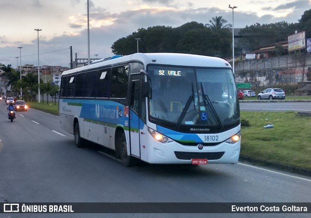 Unimar Transportes 18102 na cidade de Cariacica, Espírito Santo, Brasil, por Everton Costa Goltara. ID da foto: 8147553.