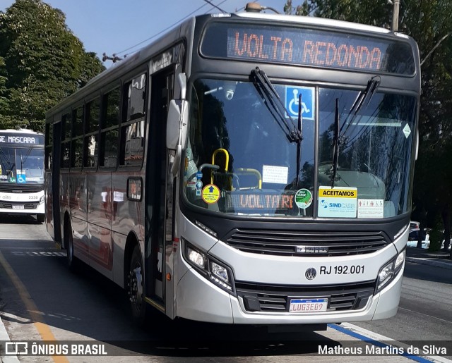 Viação Resendense RJ 192.001 na cidade de Volta Redonda, Rio de Janeiro, Brasil, por Matheus Martins da Silva. Número da foto: #8073073.